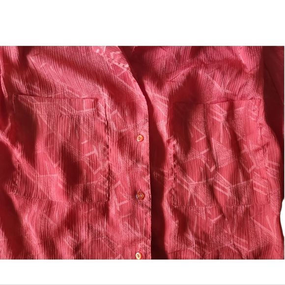 Yves St. Clair Red‎ Jacquard Geometric Button Up Blouse Vintage Size 12 - Picture 5 of 11
